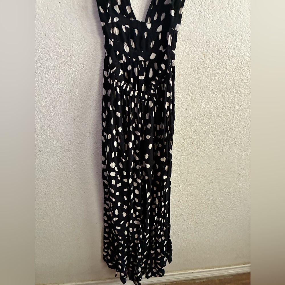 ASOS  Front Slits Back Cut Out Black and White Patterned Maxi  Beach Dress 2 - Picture 5 of 14